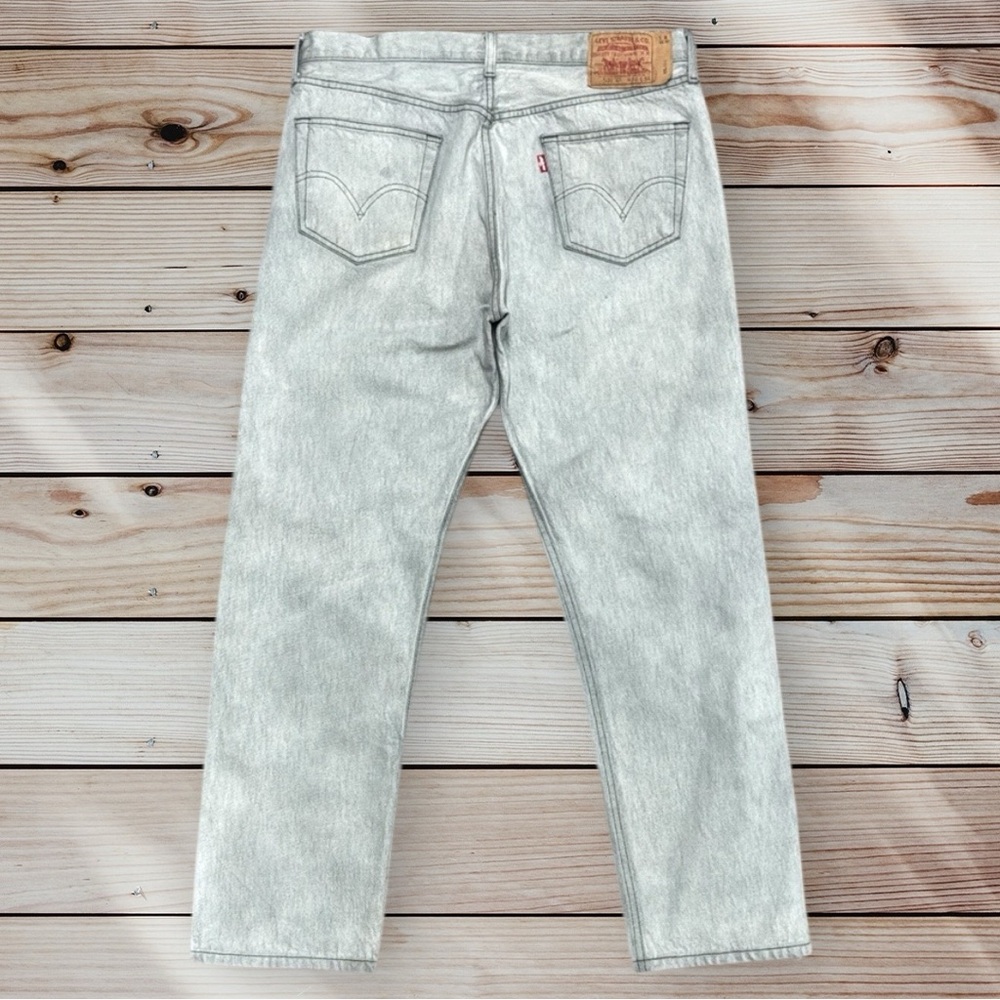 Levi's 501XX Gray Distressed Straight Leg Men's Denim Button Fly Jeans Waist 36